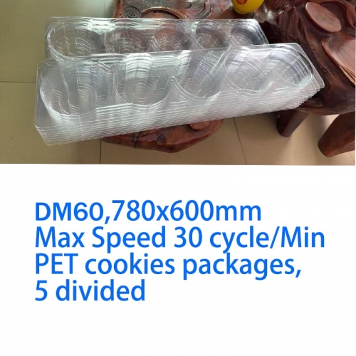 PET clear cookies package tray 5 divided making machine by DM60